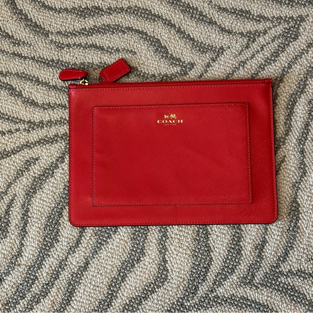 Coach Darcy Red Leather Tech Pouch